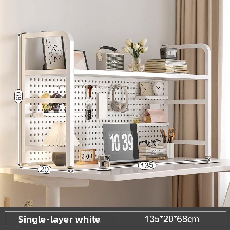 Multi-Layer Desktop Hole Board Storage Rack Stand up Computer Desk Organizer Student Dormitory Bookcase Horizontal Shelf Holder