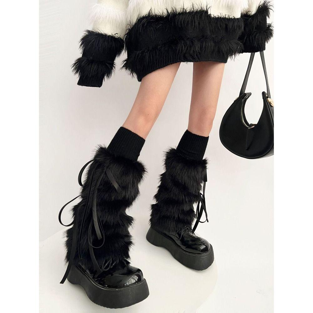 Bow Knot Boot Cuff Thickened Boot Sock Harajuku Party Accessories Boot Cover  Women Girl