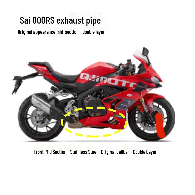 Compatible Exhaust Pipe Modification for Qianjiang QJMOTOR Sai 800RS: Original Valve Mid and Front Sections