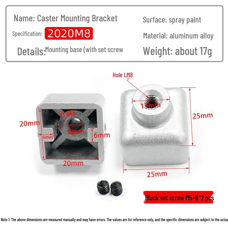 Universal Aluminum Profile Accessories: Wheel/Foot Cup Fixing Base with European/National Standard Connection