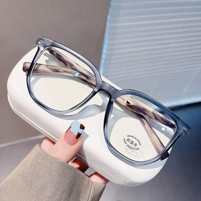 Women Fashion Glasses Frame Vintage Frames Men Retro Square Imitation Wood Grain Legs Spectacles