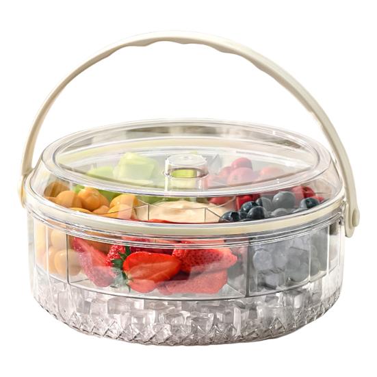 Serving Tray with 5 Dividers Lid Double-Walled Ice Tray Fruits Vegetables Shrimp Cocktails Party Appetizer Platter Snack Server