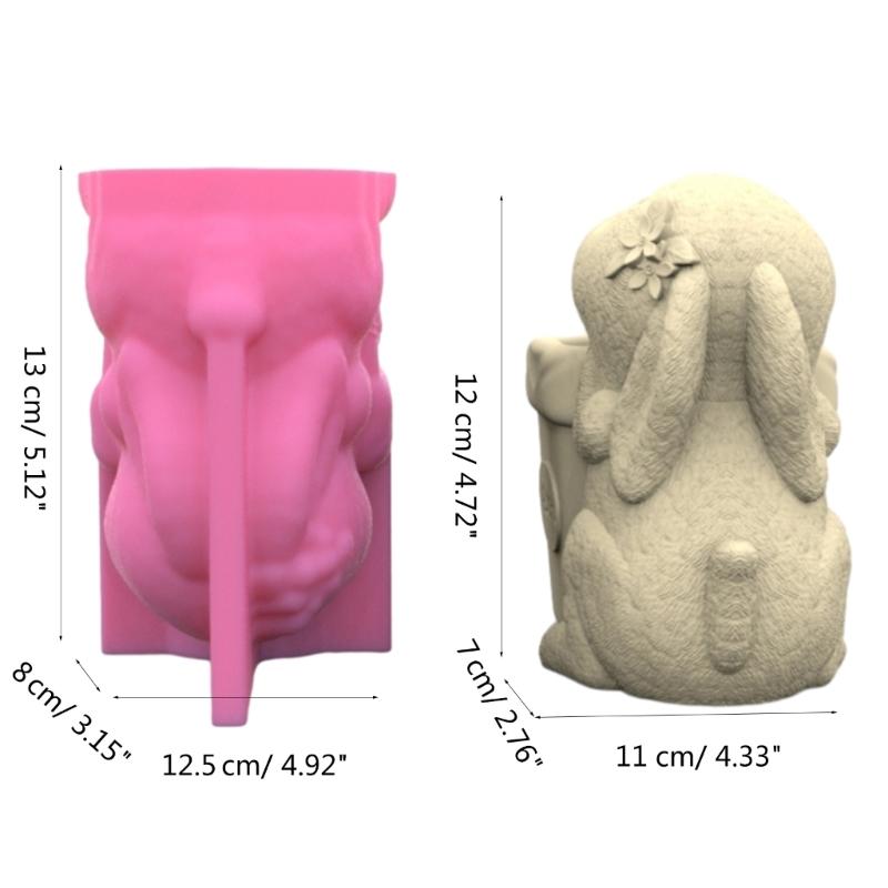 Cute Rabbit Pen Holder Flower Pot Silicone Molds Epoxy Resin Mold DIY Succulent Planter Mold for DIY Resin Decors