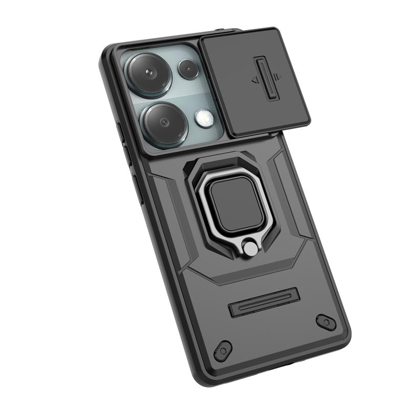 Für Redmi Note 13 Pro 4G Hülle Schiebekamera Ring Ständer Handyhülle Für Xiaomi Redmi Note13 Pro Note 13Pro 4G Armor Rückseite