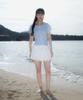 ROSEFRANTZ Round Collar Short Sleeve Blouse [Sky Blue]