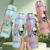 1PC I Like Murder Shows Skull 750ml Color Plastic Sports Water Bottle Leakproof Flip Straw Lid Suitable for Sports Office Home Use
