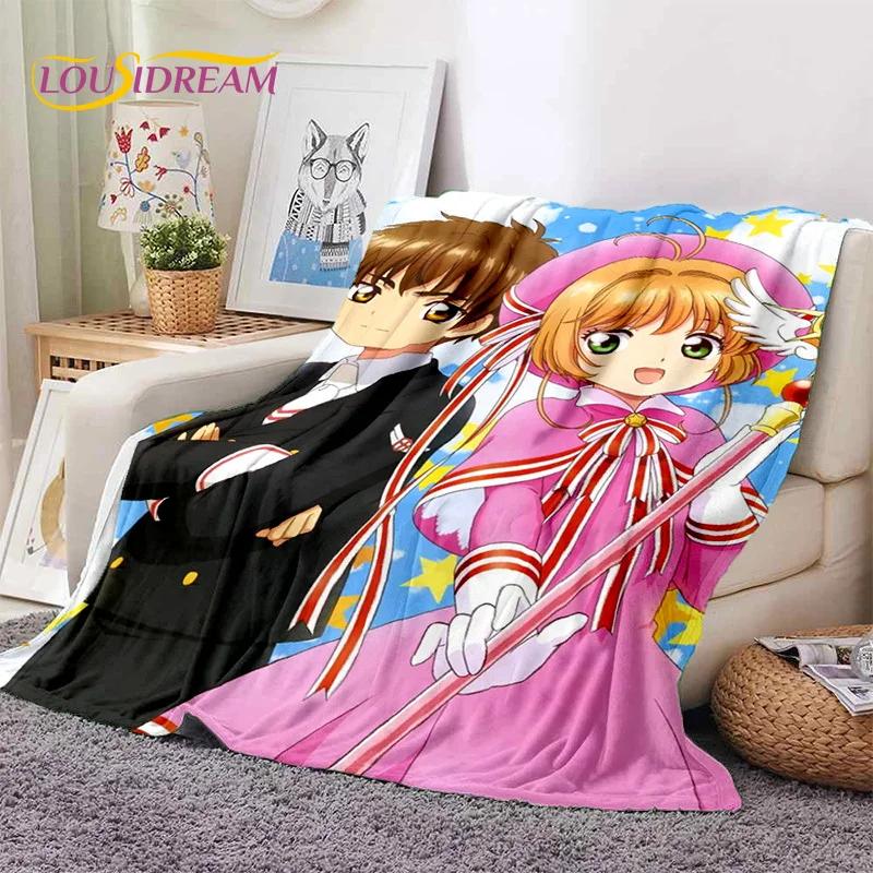 Cartoon Cute Sakura Card Captor Girl Soft Blankets,Keep Warm Throw Blanket Comfortable Blanket for Picnic Beds Sofa Home Bedroom