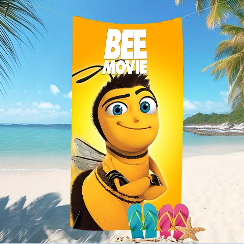 Beach Towel with Bee Movie Pattern - soft,absorbent,machine washable Lightweight&Modern,swimming,Travel Essentials