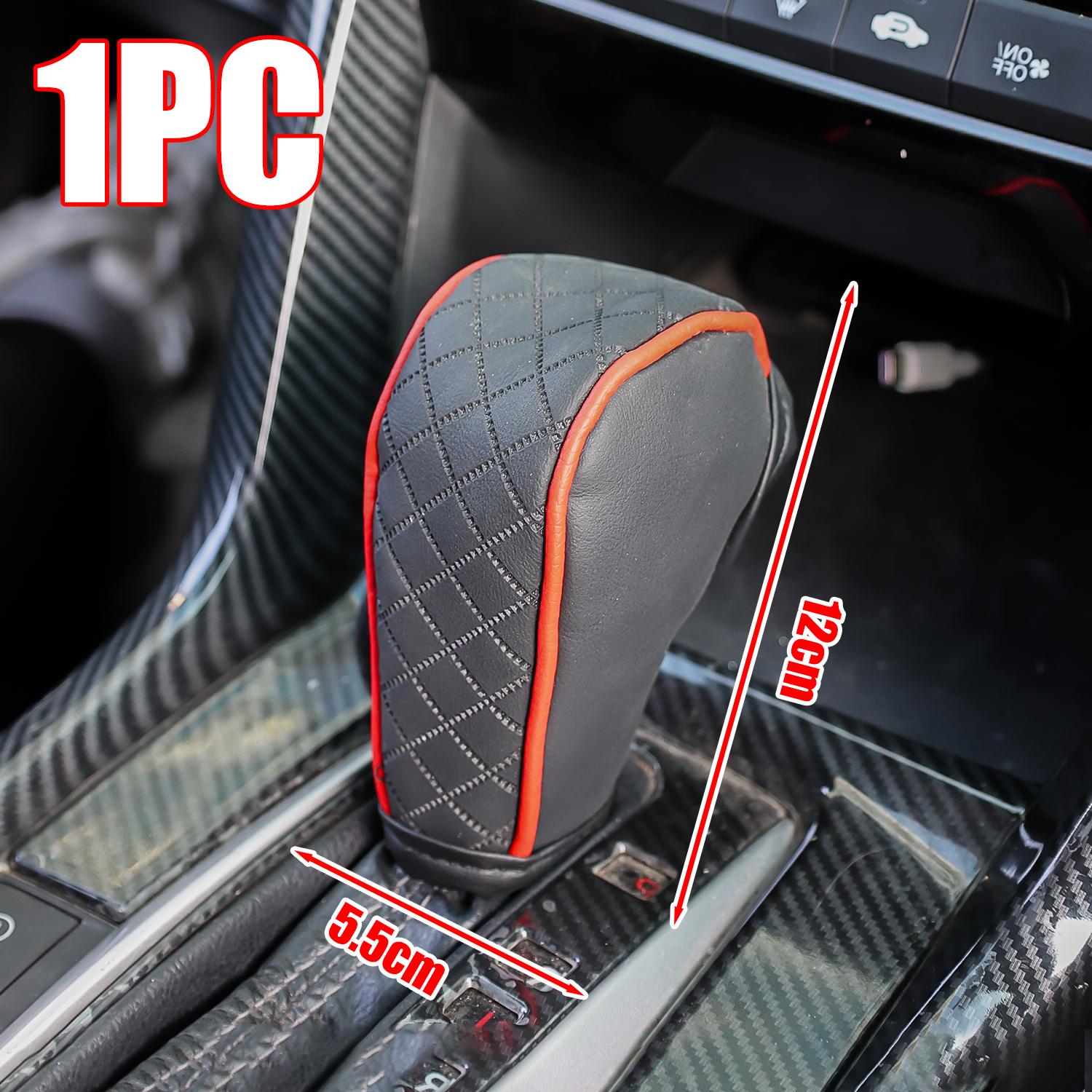 

Universal Auto Gear Protective Cover Leather Breathable Cowhide Gear Shift Protective Cover Carbon Fiber Pattern Car Interiors