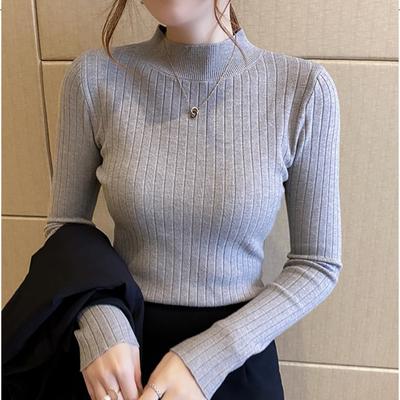 Kadınlar için Yarım Balıkçı Yaka Temel Kazak Slim Fit Uzun Kollu Örme Kazak Üst