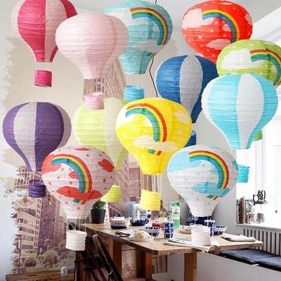 1pc 40cm Santa Claus Elk Rainbow Hot Air Balloon 16inch Paper Lantern Lampshade Ceiling Light Wedding Christmas Party Decoration