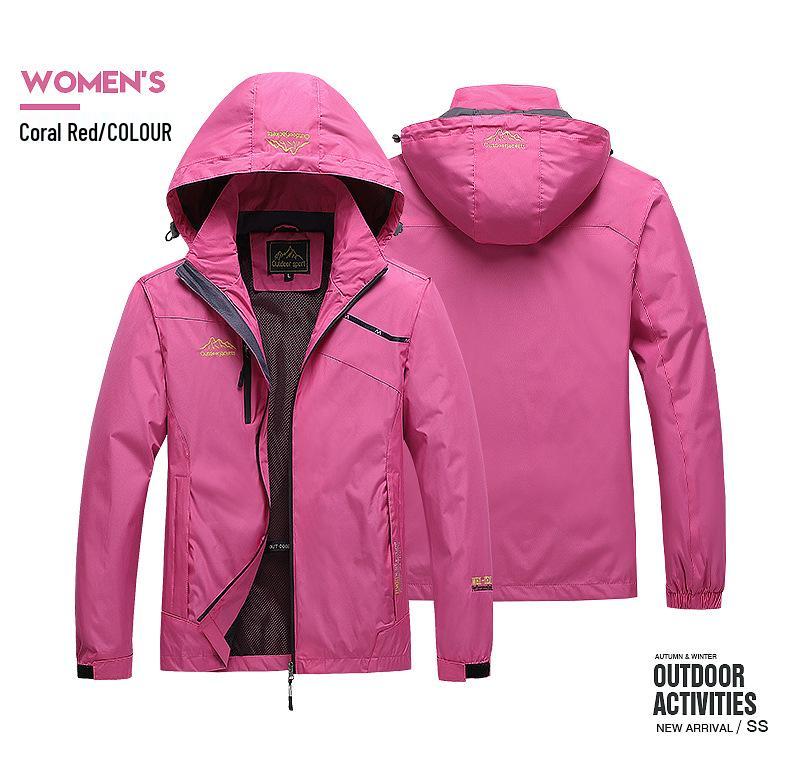 Unisex Spring & Autumn Windbreaker: Waterproof, Breathable Hooded Jacket for Hiking & Mountaineering.