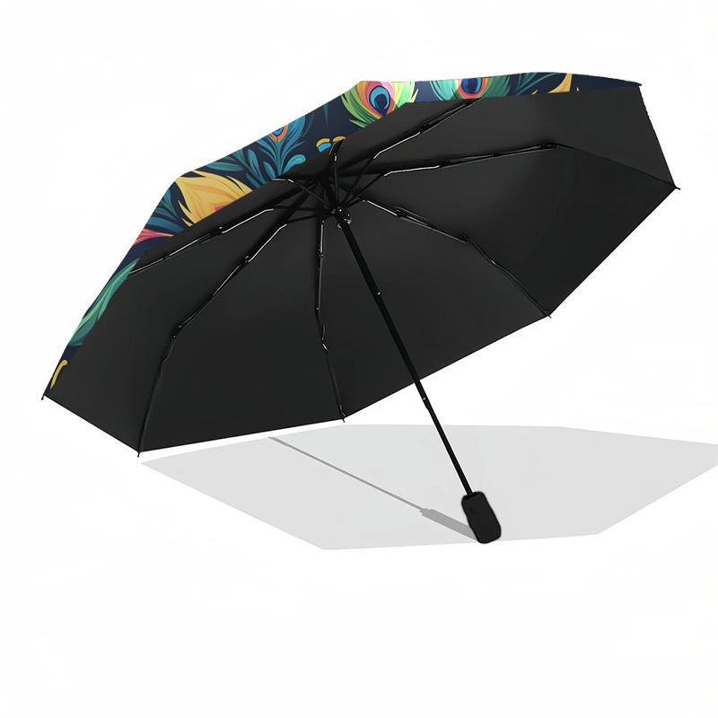 1pc Colorful Peacock Feather Mandala Umbrella with Plastic Handle,Suitable for All Seasons Home Travel Outdoor UmbrellaDD1107