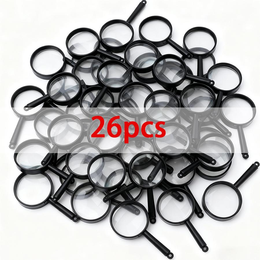 26pcs Mini Magnifying Glass Office Study School Portable Supplies for Newspaper Magazine Reading Outdoor Nature Observation XJM