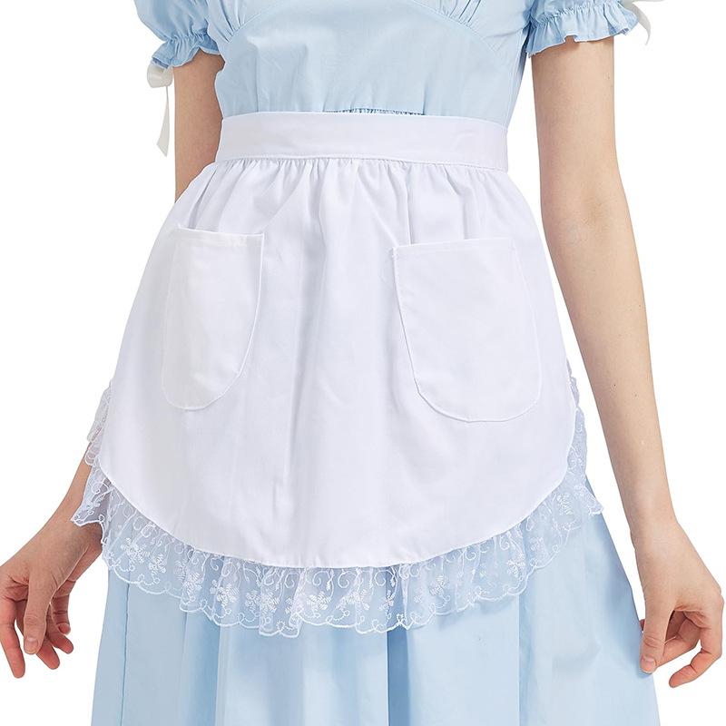 Dámská zástěra do půl pasu na vaření do kuchyně Krátká Lolita Služka Sexy Krajka Černá Bílá Náprsenka Krása Květina Kavárna Zástěra Domácí Práce