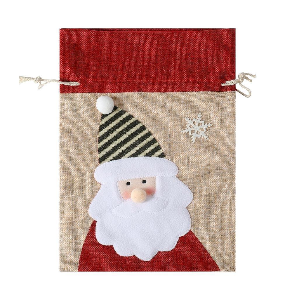 Cartoon Santa Snowman Deer Christmas Gift Bag Dimity Two Sizes Christmas Apple Bag Large Capacity Multicolor
