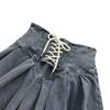 Women's Fashion Anti-Walking Denim Pleated Skirt Corseted Half-body Skirt With Lined Word Short Skirt