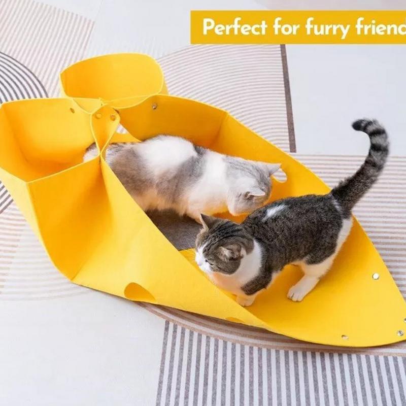 Pet Felt Cat Nest Fun Interactive Toy Deformable Cat Tunnel Semi-enclosed Composite Structure Universal Cat Head Cutout Design