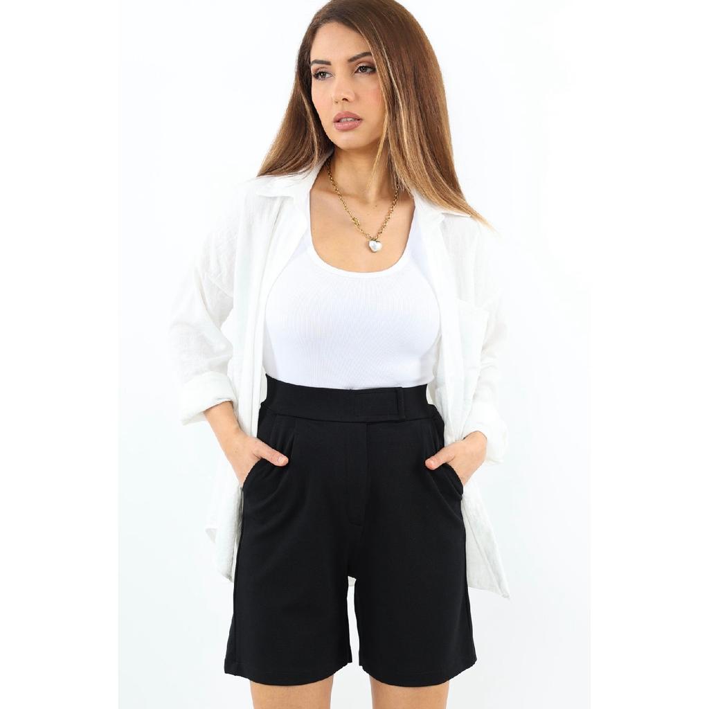 Line Damen-Lycra-Shorts mit Klettverschluss in Schwarz