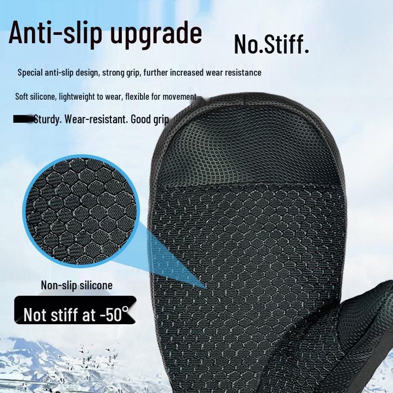 Real Down Winter Touchscreen Ski Gloves for Men & Women – Non-slip, Windproof, Thickened for Warmth.