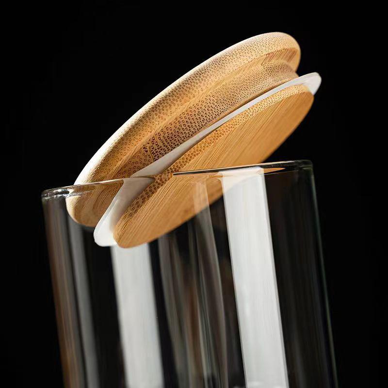 Mini Houten Deksel Glazen Koffiebonen Luchtdichte Bus Draagbare Voedselopbergcontainer Snoep Pot Thee Bus 100ML