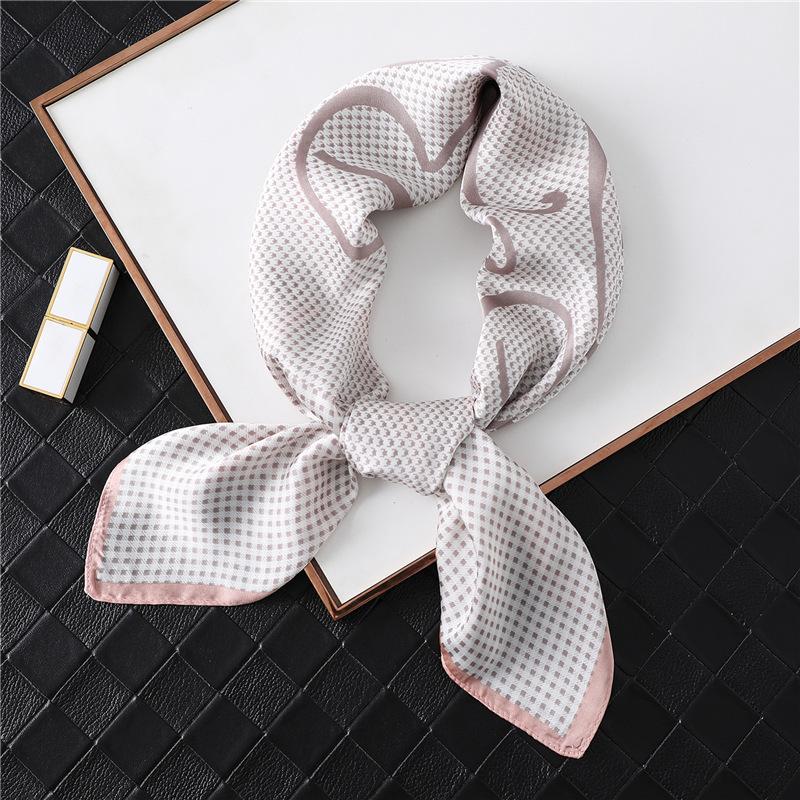 Hot Sale Women's Scarf Simple Fashion Black and White Plaid Square Scarf Versatile Professional Scarf Simulation Silk Scarf