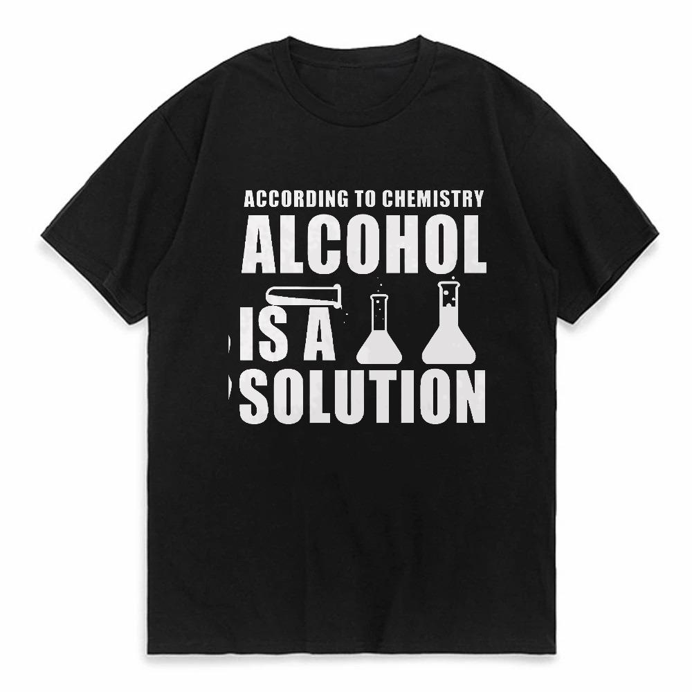 Funny Chemistry Nerd Science Alcohol Solution TShirt Tops Tees for Men Casual T Shirts Fashion Summer Tshirts Top Teacher Gifts 4XL