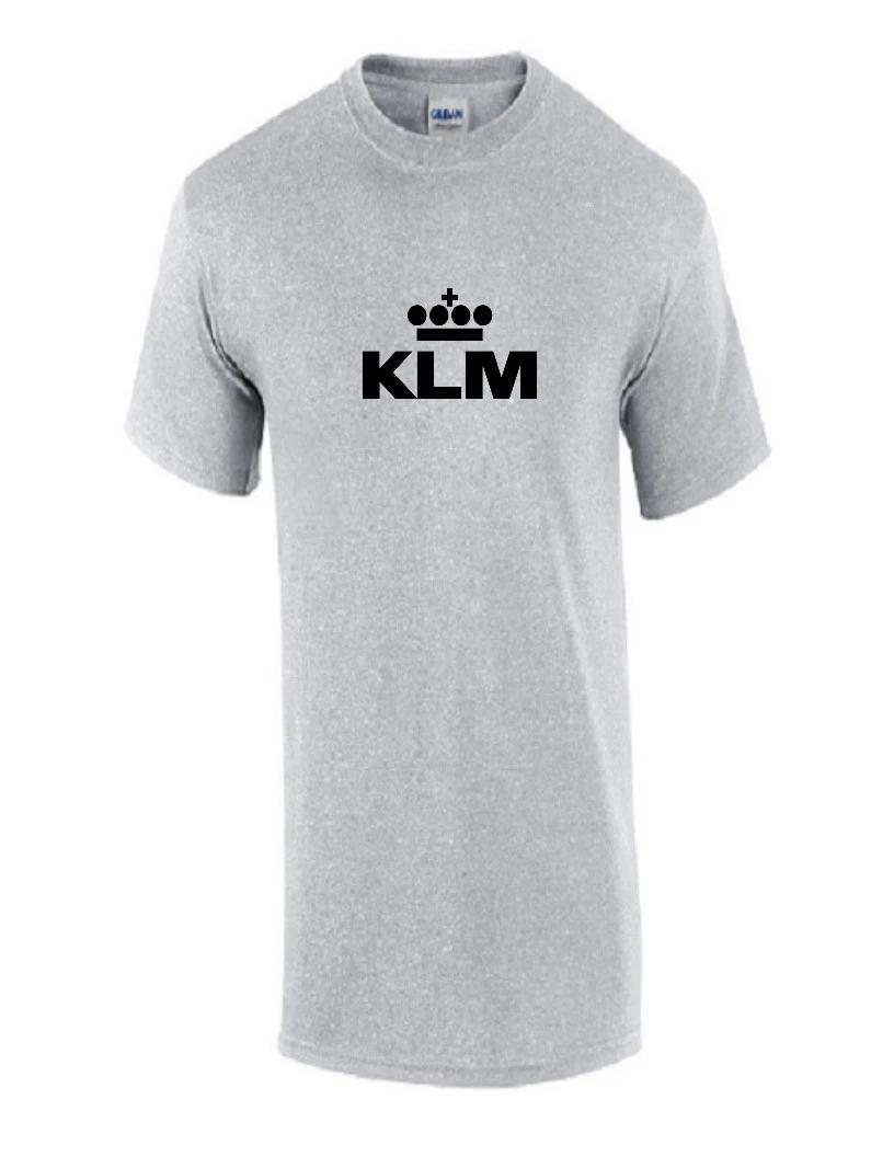 KLM Black Retro Logo Shirt Dutch Royal Airline Aviation Sport Gray T-Shirt S