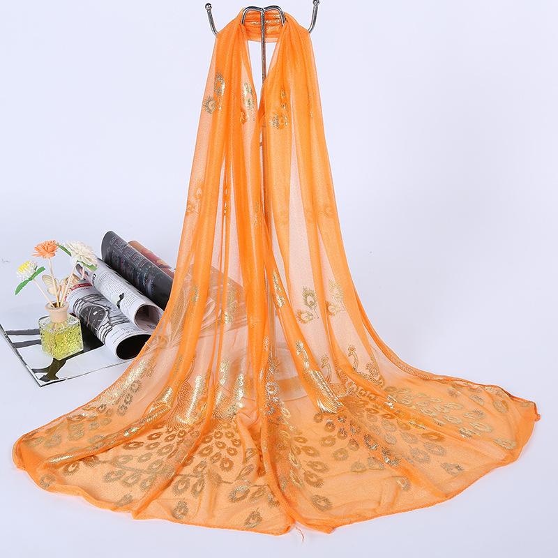 WTEMPO Women Multi-color Peacock Flower Long Scarf Wrap Chiffon Shawl