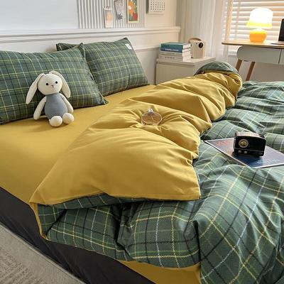 LiLang Washed Cotton Plaid Duvet Cover Set