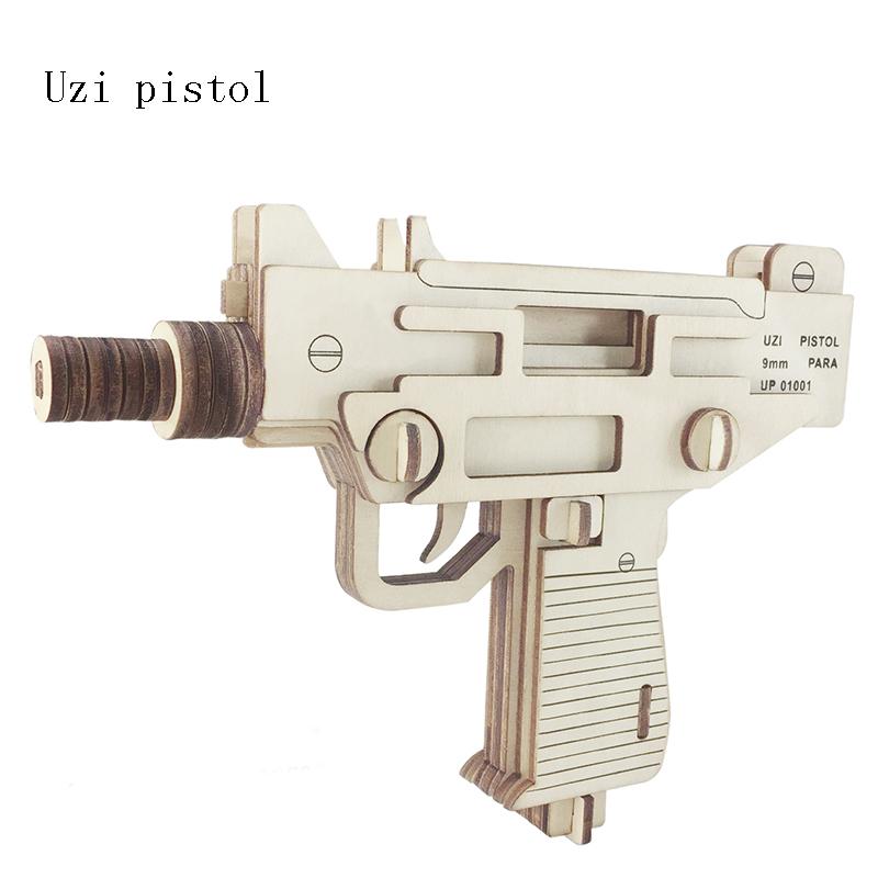 3D дерев'яна головоломка Револьвер Іграшковий пістолет DIY Збірна пістолет ручної роботи Розвиваючі іграшки для дітей, хлопчиків, підлітків, гра на свіжому повітрі, подарунок