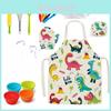 Colorful Cartoon Dinosaur Apron Kitchen Playset For Kids With Baking Tools And Accessories