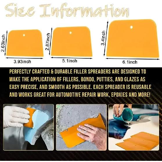15Pcs/Set Automotive Body Fillers Hard Plastic Scraper for Fillers, Putties, Glazes or Caulking Agents Car Body Maintenance