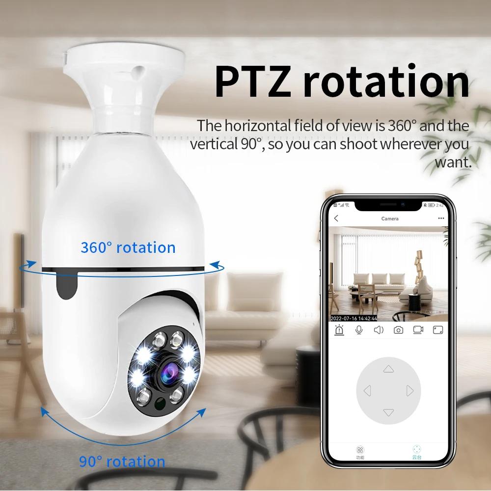 E27 Bulb Security Camera Full Color Night Vision Auto Human Tracking Zoom Wifi Mini Ip Camera Indoor Monitor