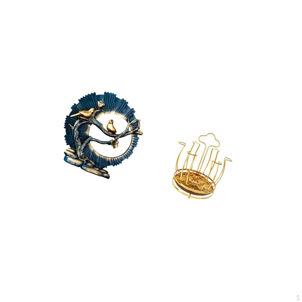 Resin Ornament Figurine Craft for Living Room Bookshelf Desk with Rotating Cup Rack Stand Organizer