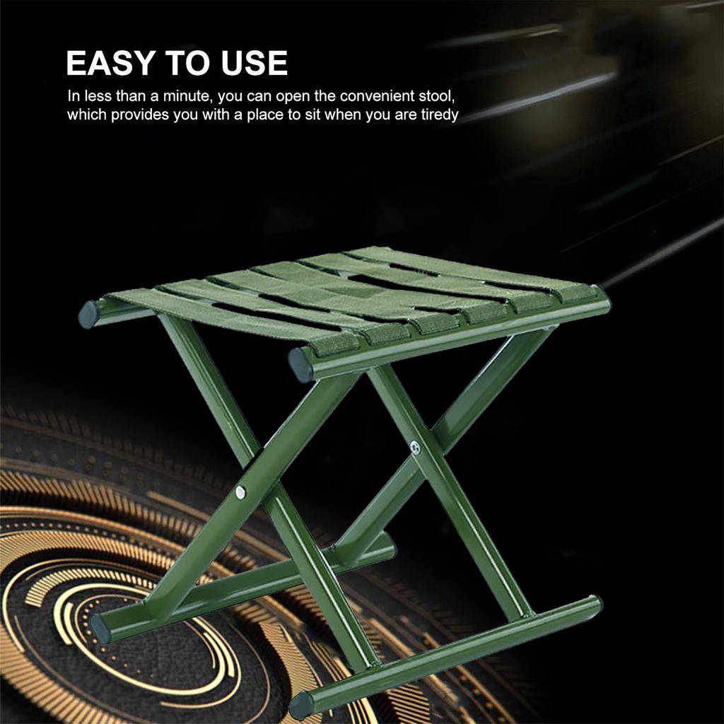Portable Folding Stool Lightweight Camping Chair   Outdoor St for Outdoor Running Hiking Fishing BBQ Garden Garden Bch Iron Green Foldable 130kg Lo