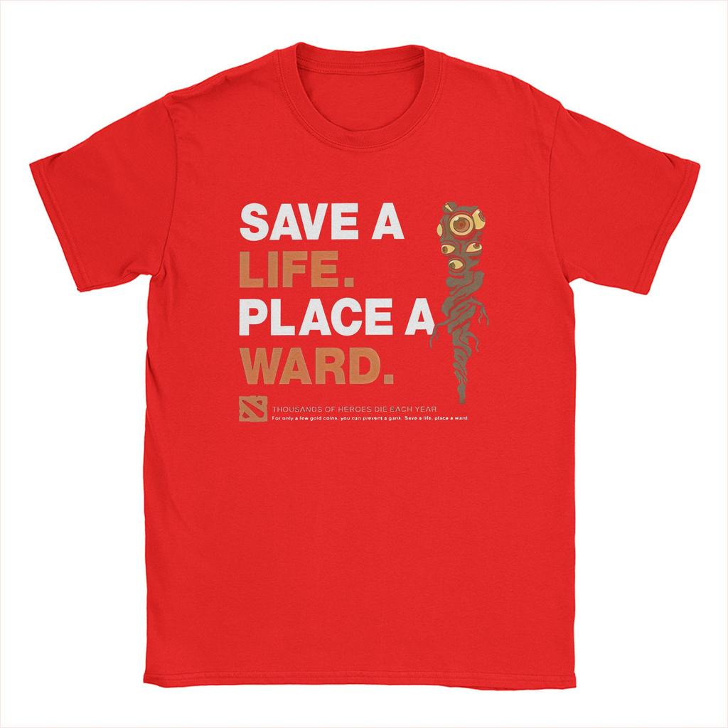 D-Dota 2 Art of Ward Men's T Shirts Game Peace of Ward Vintage Tee Shirt Short Sleeve Crew Neck T-Shirts Cotton Adult Clothes