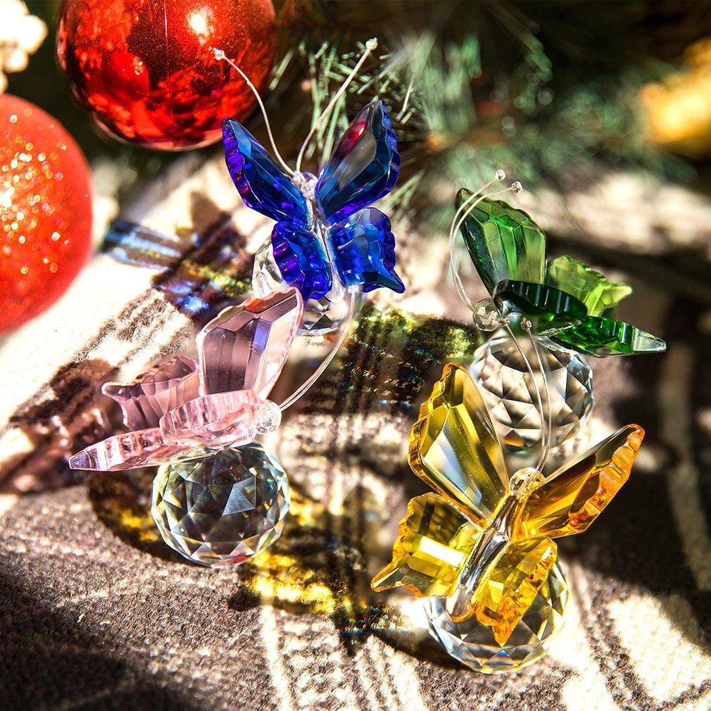 Crystal Flying Butterfly con bola de cristal Base Figurine Ornament Statue Crystal Flying Butterfly con bola de cristal Base Figurine Ornament Statue