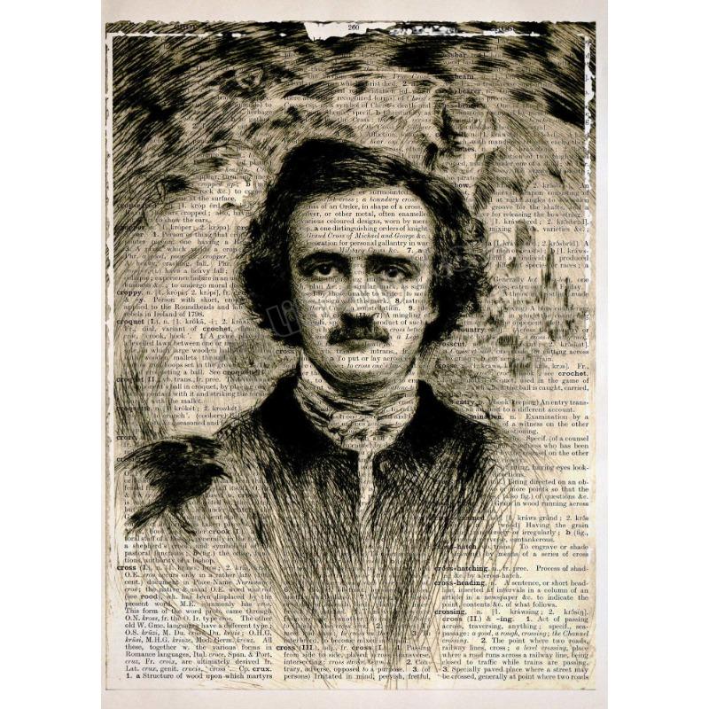 Vintage Dark Gothic Edgar Allan Poe The Raven Artwork On Antique Dictionary Poster Canvas Painting Wall Pictures Home Decor