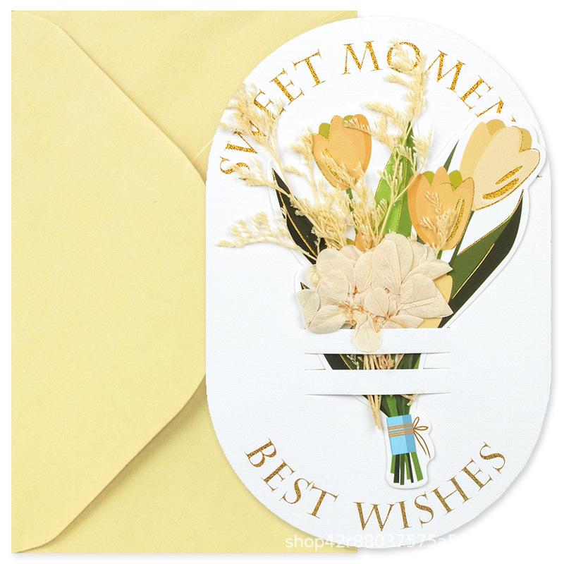 1Pcs Flower Gift Cards New Year Gift for Family Festival Valentine's Day Lover Christmas Business Supplies Thank You Cards