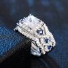 Huitan Gorgeous 3Pcs/Set Cubic Zirconia Rings Women for Engagement Wedding Luxury Trendy Female Accessory Party  Jewelry