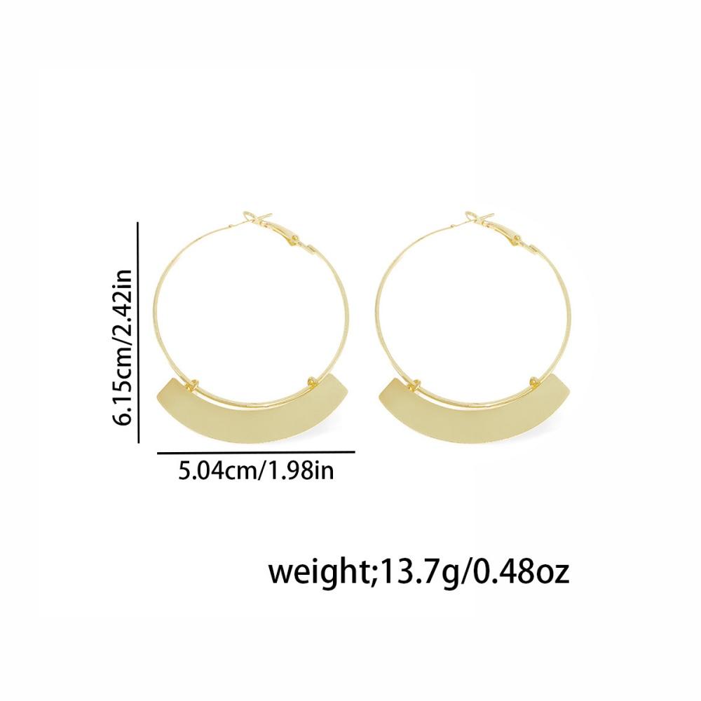 New Exaggerated Metal Geometric Round Hoop Earrings for Women Trendy Gold Silver Color Smooth Fan Shaped Earrings Jewelry Gifts