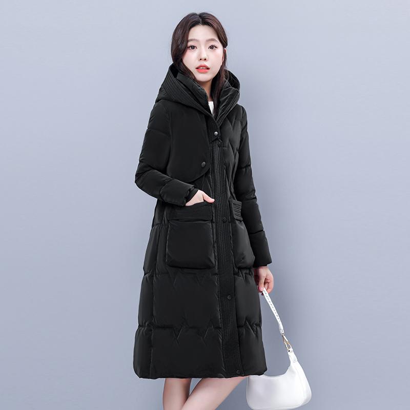 Plus Size Woman Winter Long Coat Hooded High Quality Thick Warm Padded Jackets for Women Korean Style Winter Parkas Big Pockets