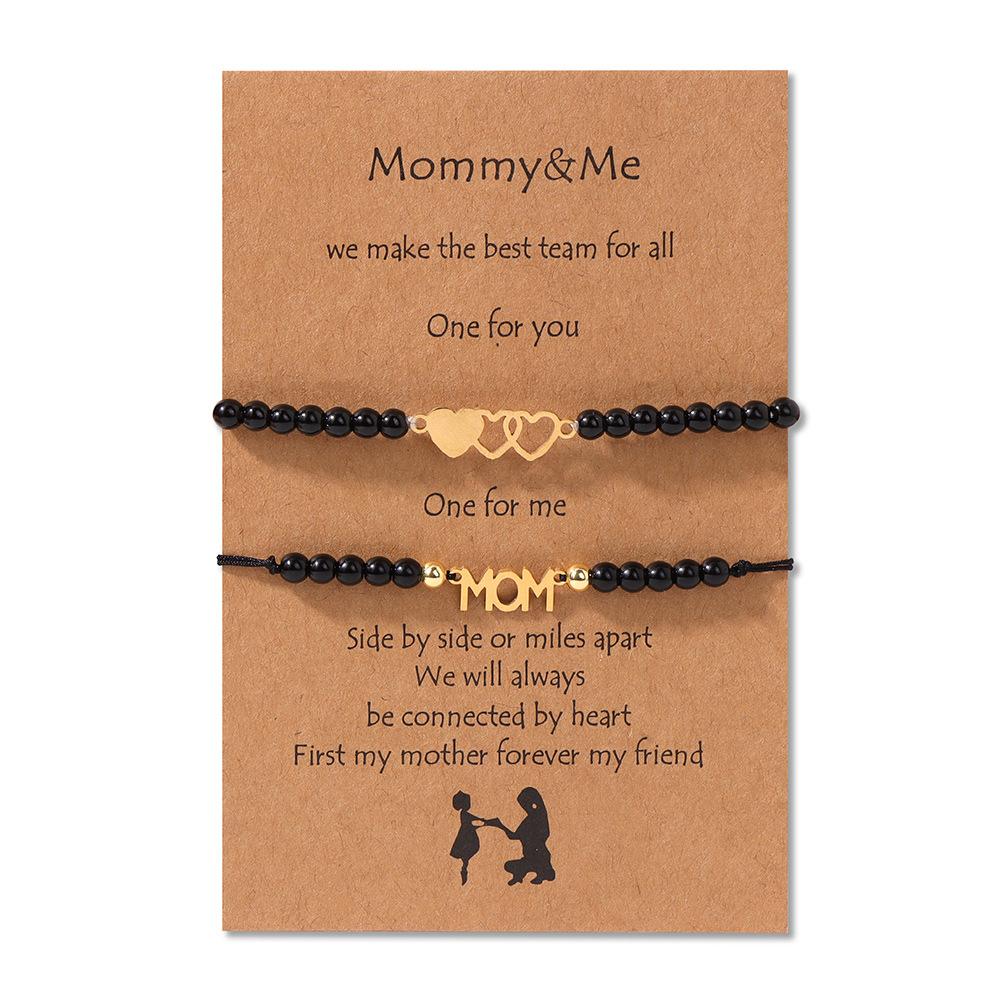JYL TS Bracelet Mother-Daughter  2-Piece Heart Braided Strengthens Bond & Family Luck