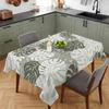 Green Monstera Summer Tablecloth Waterproof Rectangle Abstract Country Botanical Printed Tables Cover for Kitchen Wedding Party