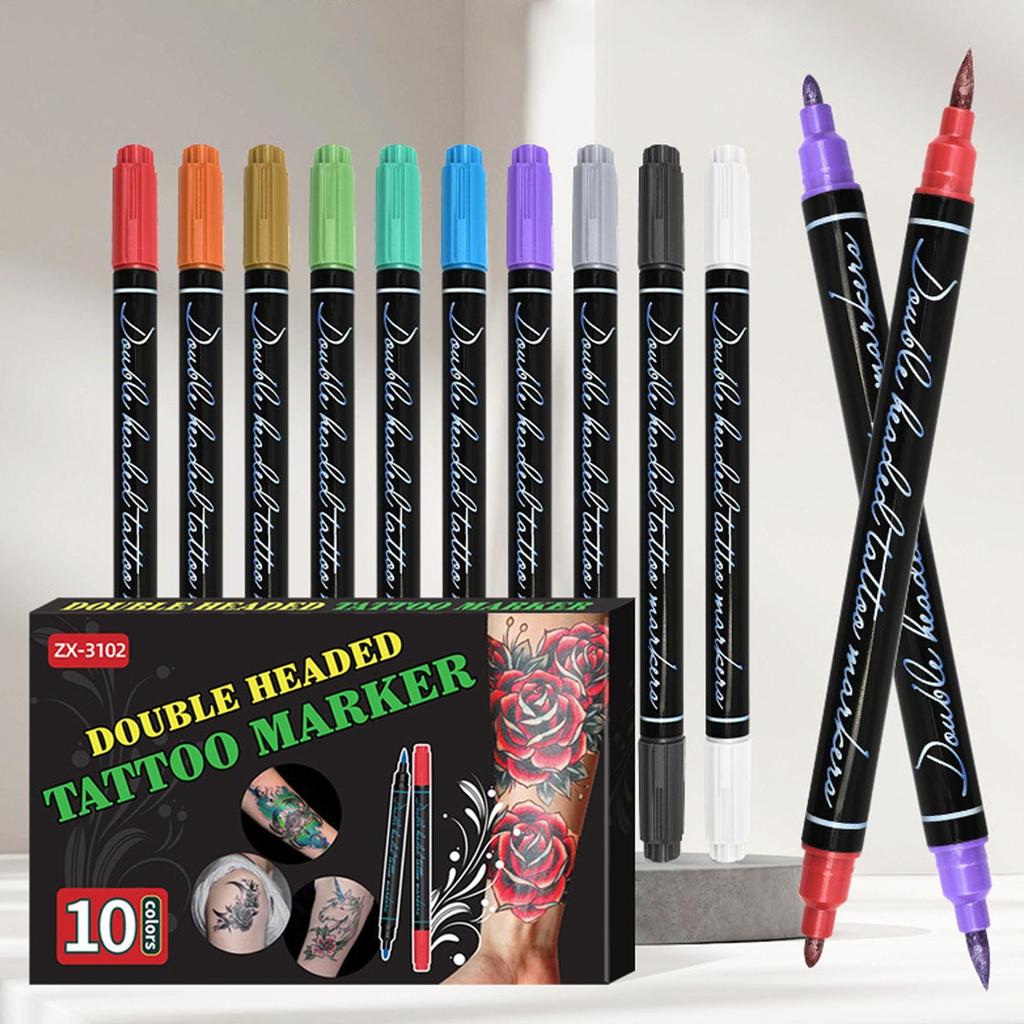 Body Art Markers for Skin 10 Color Double Tip Temporary Skin Markers Washable Art Supplies for Drawing Daily Men Women Teens