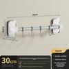 Wooden Grain Wall Mount Nopunch Kitchen Hooks With Multiple Steel Hangers For Cooking Utensils
