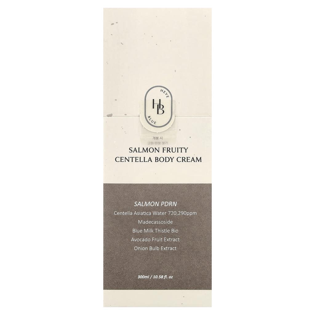 HEVEBLUE Salmon Fruity Centella Body Cream, 300ml (10.58 Fl Oz)