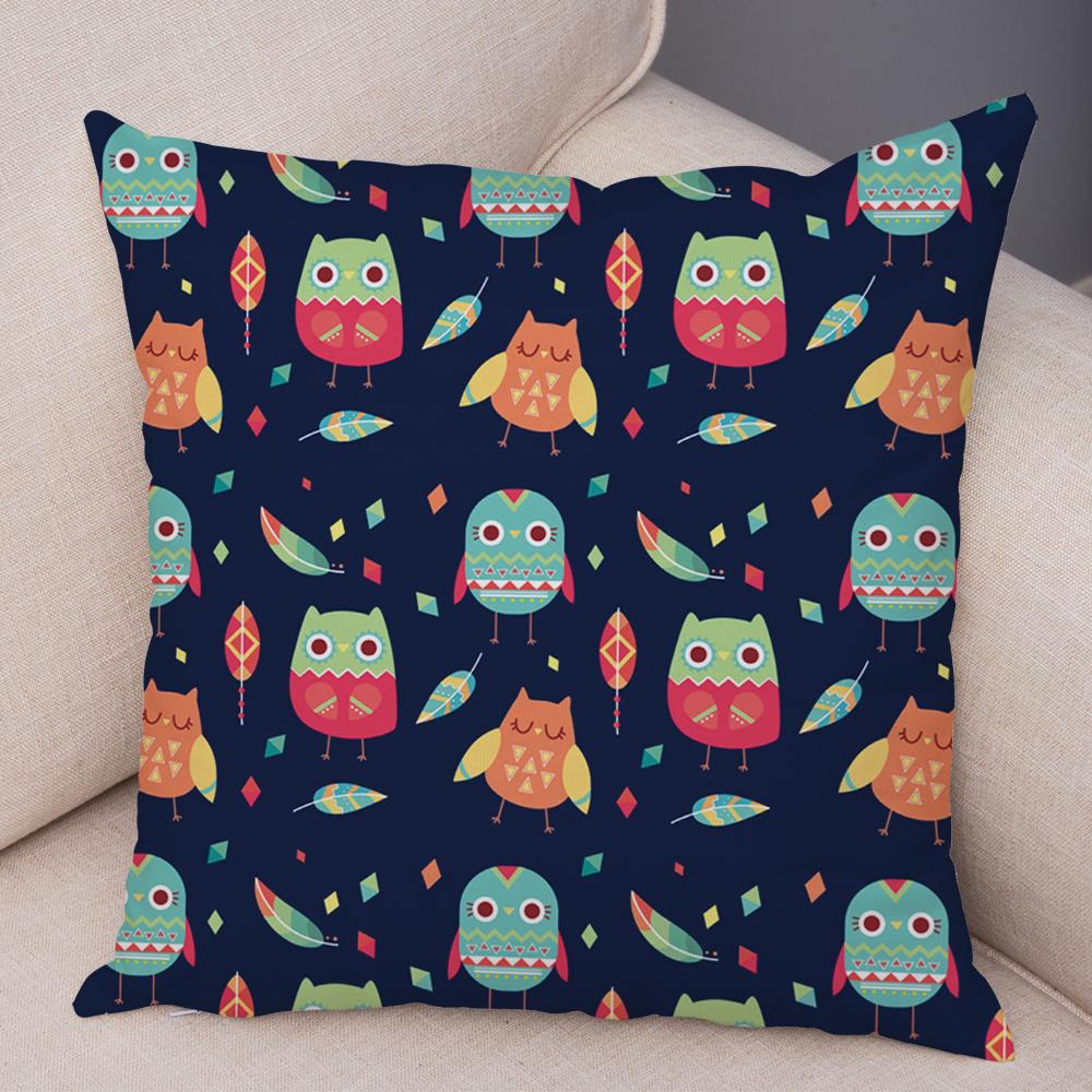 Cute Animal Pattern Cushion Cover Cartoon Friends Monkey Penguin Zebra Donkey Design Soft Square Pillow Home Decor Gift xcm