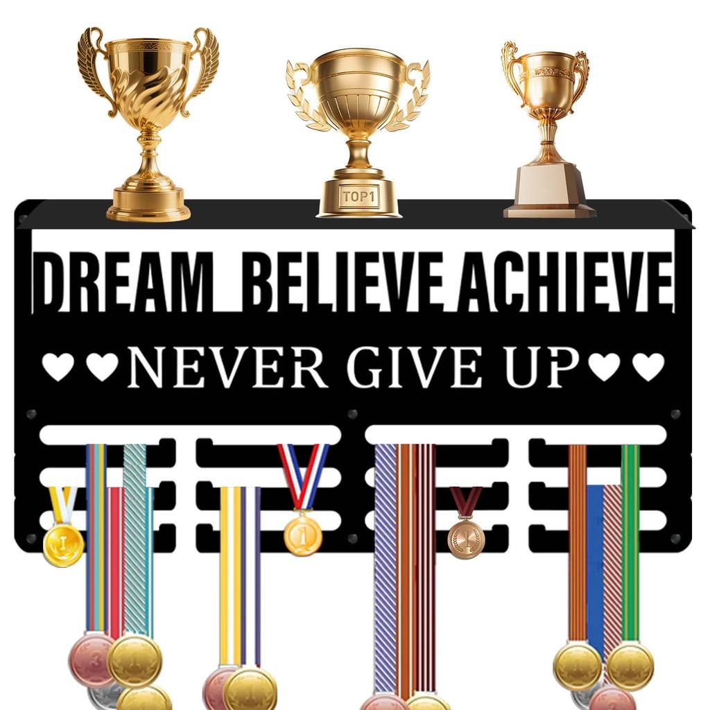 Wall Mounted Display Rack with Hooks - Decorative for Awards and Medals